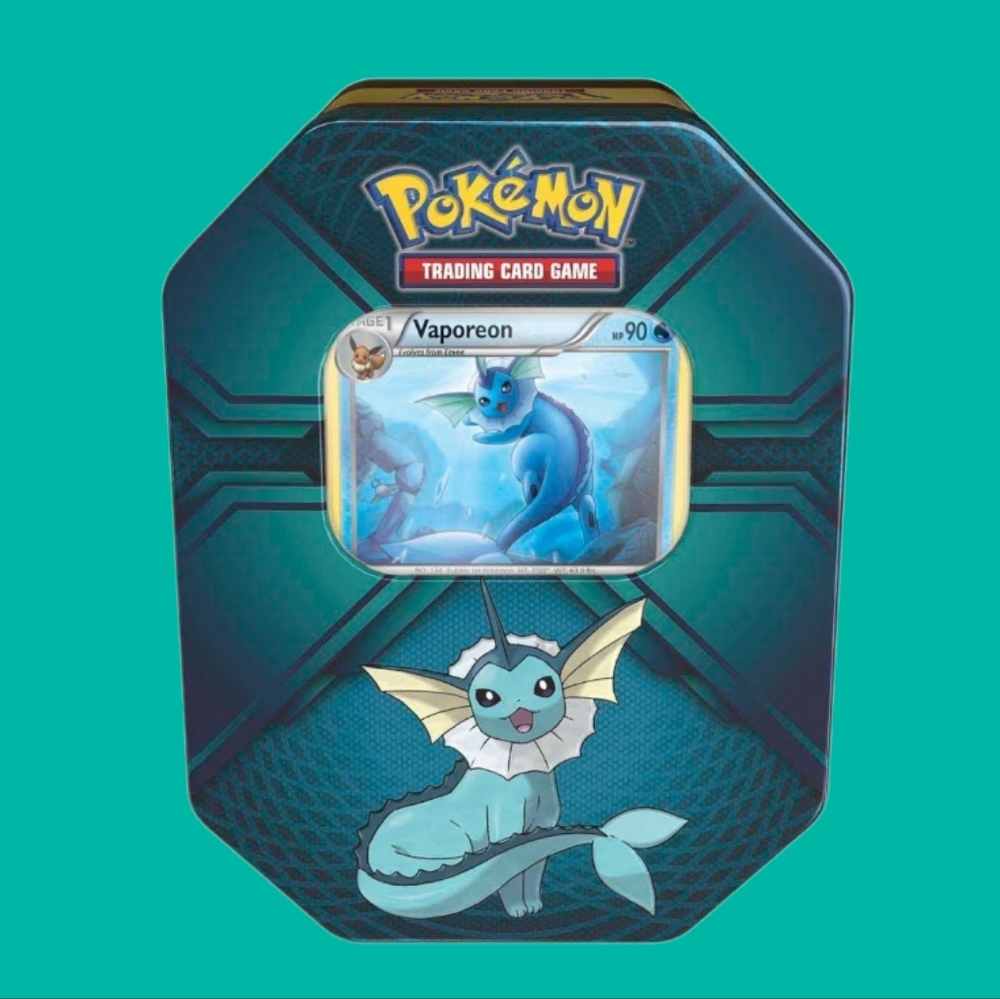 POKEMON® TCG 2016 VAPOREON Triple Effect Tin • Vintage Rare HTF